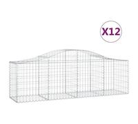 Vidaxl Paniers À Gabions Arqués 12 Pcs 200x50x60/80 Cm Fer Galvanisé