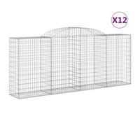 Vidaxl Paniers À Gabions Arqués 12 Pcs 300x50x120/140 Cm Fer Galvanisé