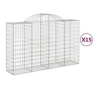 Vidaxl Paniers À Gabions Arqués 15 Pcs 200x50x120/140 Cm Fer Galvanisé