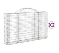 vidaXL Paniers à gabions arqués 2 pcs 200x30x120/140 cm Fer galvanisé, gabion, cage de gabion, panier de mur de gabion, mur de gabion
