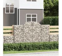 vidaXL Paniers à gabions arqués 2 pcs 200x30x120/140 cm Fer galvanisé, gabion, cage de gabion, panier de mur de gabion, mur de gabion