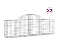 Vidaxl Paniers À Gabions Arqués 2 Pcs 200x30x60/80 Cm Fer Galvanisé