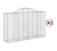 Vidaxl Paniers À Gabions Arqués 2 Pcs 200x50x120/140 Cm Fer Galvanisé