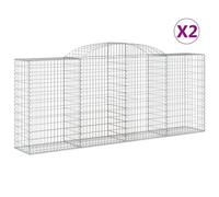 Vidaxl Paniers À Gabions Arqués 2 Pcs 300x50x120/140 Cm Fer Galvanisé