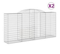 Vidaxl Paniers À Gabions Arqués 2 Pcs 300x50x140/160 Cm Fer Galvanisé