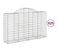 Vidaxl Paniers À Gabions Arqués 25 Pcs 200x50x120/140 Cm Fer Galvanisé