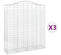Vidaxl Paniers À Gabions Arqués 3 Pcs 200x50x220/240 Cm Fer Galvanisé