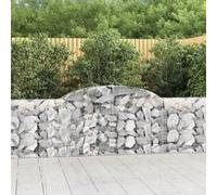 vidaXL Paniers à gabions arqués 3 pcs 300x30x80/100 cm fer galvanisé, gabion, cage de gabion, panier de mur de gabion, mur 3146504 Gris G