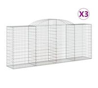 Vidaxl Paniers À Gabions Arqués 3 Pcs 300x50x120/140 Cm Fer Galvanisé
