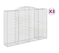 Vidaxl Paniers À Gabions Arqués 3 Pcs 300x50x200/220 Cm Fer Galvanisé