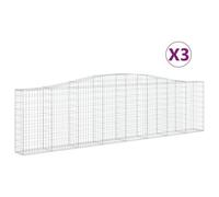 Vidaxl Paniers À Gabions Arqués 3 Pcs 400x30x100/120 Cm Fer Galvanisé