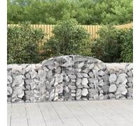 vidaXL Paniers à gabions arqués 4 pcs 300x50x80/100 cm fer galvanisé, gabion, cage de gabion, panier de mur de gabion, mur 3146685 Gris G
