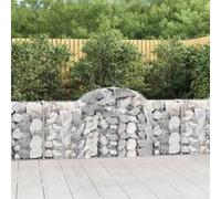 vidaXL Paniers à gabions arqués 6 pcs 200x30x80/100 cm Fer galvanisé, gabion, cage de gabion, panier de mur de gabion, mur 3146093 Gris G