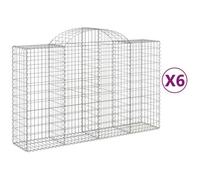 Vidaxl Paniers À Gabions Arqués 6 Pcs 200x50x120/140 Cm Fer Galvanisé
