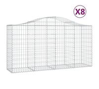 Vidaxl Paniers À Gabions Arqués 8 Pcs 200x50x100/120 Cm Fer Galvanisé