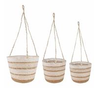 Vidaxl Paniers À Plantes En Herbe De Mer 3 Pcs Naturel, Blanc Et Beige