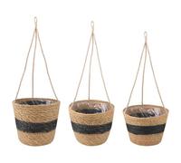 Vidaxl Paniers À Plantes En Herbe De Mer 3 Pcs Naturel Et Noir