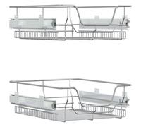 vidaXL Paniers métalliques coulissants Organisateur d'armoire 2 pcs 45 cm Argenté
