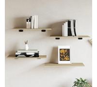 vidaXL 4X Panneaux de Bibliothèque Panneaux d’Étagère à Livres Plaques d’Étagère de Rangement Mural Décoration Chêne Sonoma 60x30x1,5 cm Aggloméré