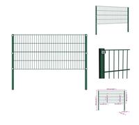 vidaXL Panneau de clôture avec poteaux fer 1,7 x 0,8 m Vert - Panneaux de clôture