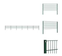 vidaXL Panneau de clôture avec poteaux fer 10,2 x 0,8 m Vert - Panneaux de clôture
