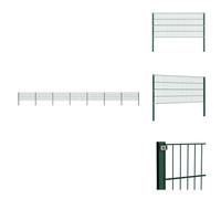vidaXL Panneau de clôture avec poteaux fer 11,9 x 0,8 m Vert - Panneaux de clôture