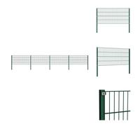vidaXL Panneau de clôture avec poteaux fer 6,8 x 0,8 m Vert - Panneaux de clôture