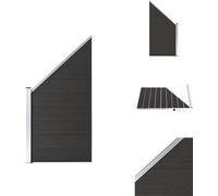 vidaXL Panneau de clôture WPC 95x(105-180) cm Noir - Panneaux de clôture