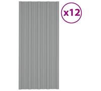 vidaXL, panneau de toit, 12 pièces, gris, 100 x 45 cm, acier galvanisé