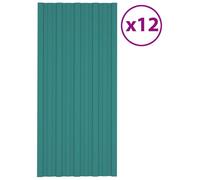 vidaXL : Panneau de toit, 12 pièces, vert, 100 x 45 cm, acier galvanisé