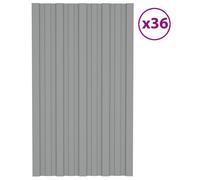 vidaXL : Panneau de toit, 36 pièces, gris, 80 x 45 cm, acier galvanisé