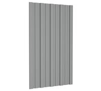 vidaXL Panneau de toiture 12 pcs Gris 80 x 45 cm Acier galvanisé, Panneau de toiture en acier rectangulaire moderne, solution durable pour maison, extérieur et commerce