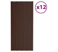 vidaXL : Panneau de toiture, 12 pièces, marron, 100 x 45 cm, acier galvanisé