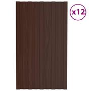 vidaXL : Panneau de toiture, 12 pièces, marron, 80 x 45 cm, acier galvanisé