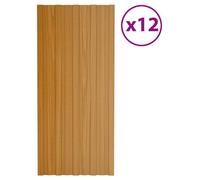 vidaXL Panneau de toiture 12 pcs Naturel 100 x 45 cm Acier galvanisé, Panneau de toiture en acier rectangulaire moderne, solution durable pour maison, extérieur et commerce