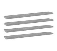vidaXL Panneaux de Bibliothèque 4 pcs, Étagère Murale Flottante, Plaque d’Étagère de Rangement Salon Intérieur, Gris Béton Bois d’Ingénierie