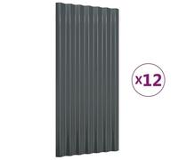 vidaXL Panneaux de toit 12 pcs Acier enduit poudre Anthracite 80x36 cm