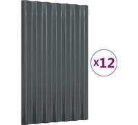 vidaXL Panneaux de toit 12 pcs Acier revêtu par poudre Anthracite 60x36 cm
