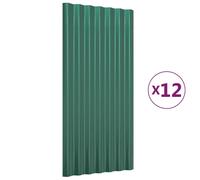 vidaXL Panneaux de toit 12 pcs. Acier revêtu par poudre Vert 80x36 cm