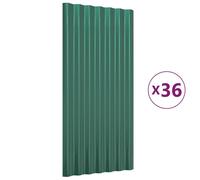VidaXL Panneaux de toit 36 pcs 80x36 cm acier peint par poudrage vert