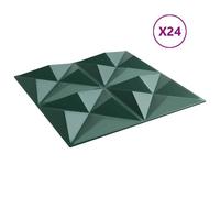 vidaXL Panneaux muraux 24 pcs Vert Origami 50 x 50 cm Mousse XPS