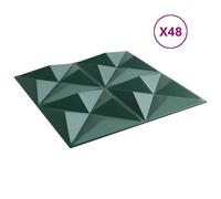 vidaXL Panneaux muraux 48 pcs Vert Origami 50 x 50 cm Mousse XPS