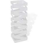 Porte-parapluies carré en acier blanc 48,5 cm avec plateau amovible et support de rangement