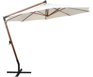 vidaXL Parapluie 350 cm Mât en bois blanc