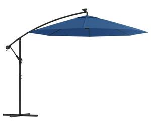 vidaXL Parapluie avec éclairage LED et mât en acier 300 cm bleu azur