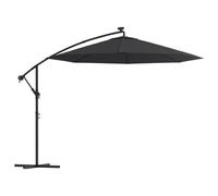 vidaXL Parapluie avec éclairage LED et mât en acier 300 cm noir
