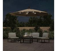 vidaXL Parapluie avec éclairage LED et mât en acier 300 cm Taupe