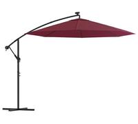 vidaXL Parapluie avec éclairage LED et mât en acier bordeaux