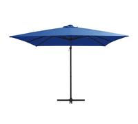 vidaXL Parapluie avec éclairage LED Mât en acier 250x250 cm bleu azur