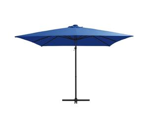 vidaXL Parapluie avec éclairage LED Mât en acier 250x250 cm bleu azur